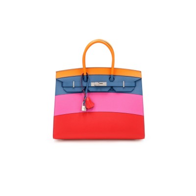 HERMES APRICOT, BLEU AGATE, MAGNOLIA, AND ROUGE CASAQUE EPSOM SELLIER SUNSET BIRKIN 30 PALLADIUM HARDWARE  (30*23*15cm)